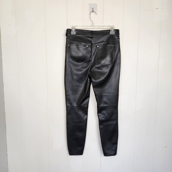 Free People Faux Leather Vegan High Rise Long & Lean Pants Leggings Stretchy - Picture 4 of 9